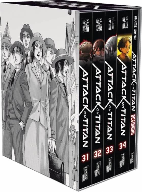 Attack on Titan, Bände 31-34 Manga im Sammelschuber mit Extra (New)