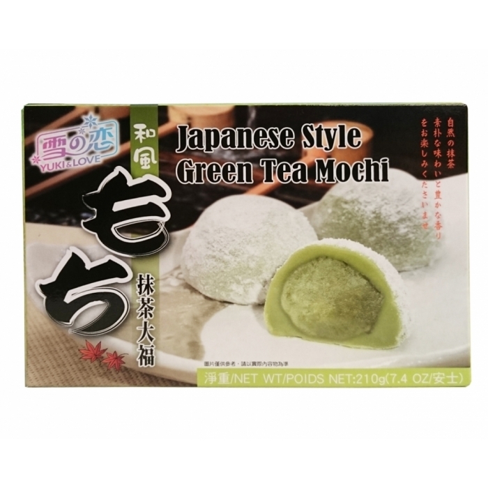 Mochi - sticky rice cake - green tea in a gift box 210g - Yuki & Love