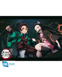 Demon Hunter - Tanjiro and Nezuko Fight Position - 52x38cm Chibi Poster
