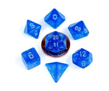 FanRoll - Mini Dice Set - Stardust Blue with Silver - Dice