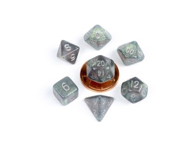 FanRoll - Mini Dice Set - Stardust Gray with Silver - Dice