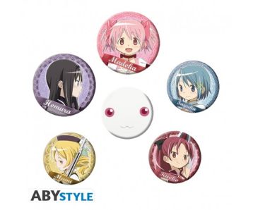 Puella-Magi-Madoka-Magica-Hauptcharaktere-Buttons-Set-1