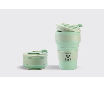 Tokimeki-Reisebecher-Silikon-Faltbar-Gruen-500ml-Becher-1